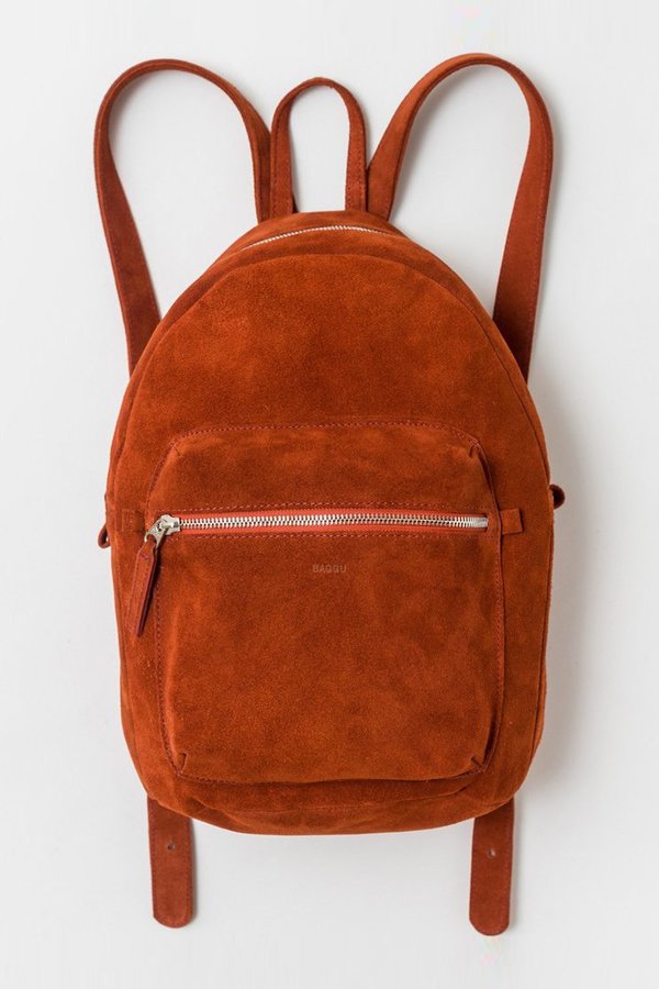 baggu nubuck leather backpack BAGGU Leather Backpack - Rust Suede