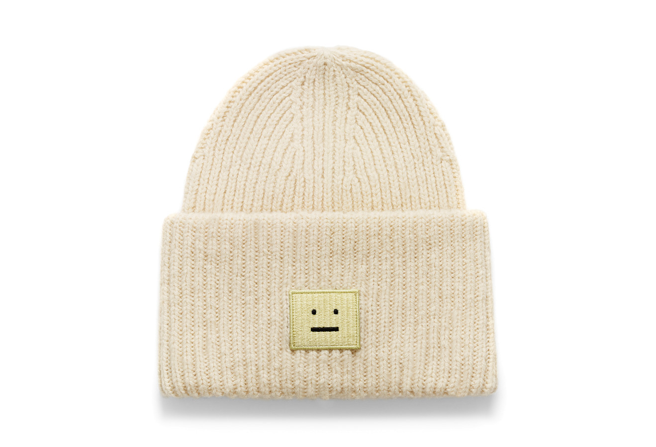【Acne Studios】 フェイスパッチビーニーハット ベージュ Acne Studios - ラージFaceロゴビーニー - ビスケットベージュ