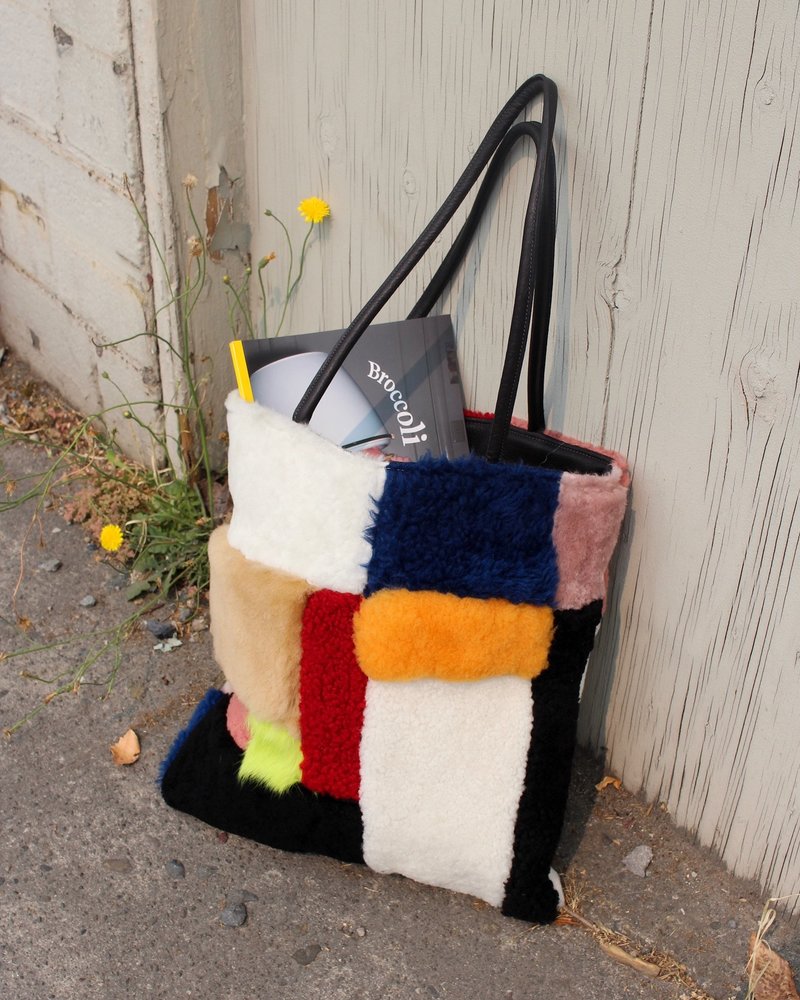 Primecut Shearling Patchwork Tote | Garmentory display picture 1