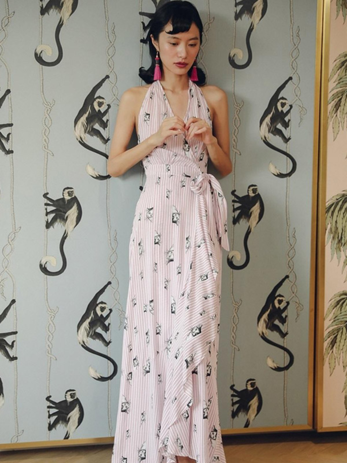 knee length dresses for ladies Navy Gingham Sleeveless Performance Seersucker May Golf Dress main image 1