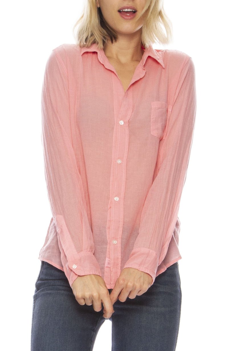 Frank & Eileen Barry Cotton Voile Button Down Shirt - Pink