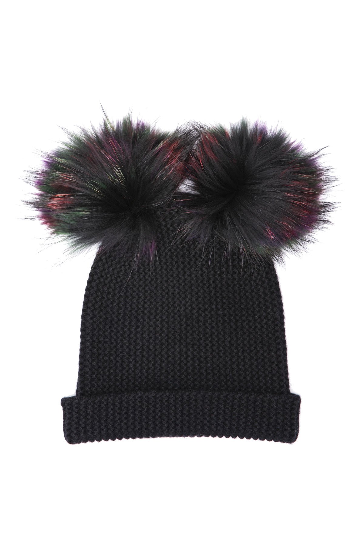 Autumn Cashmere Navy and off white Ombré Fox Pom-Pom Beanie NWOT Autumn Cashmere White Purl Knit Fox Fur Pom Pom Beanie  main image 3