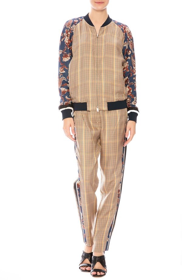 3.1 Phillip Lim Checkered Floral Bomber Jacket - Rust Brown