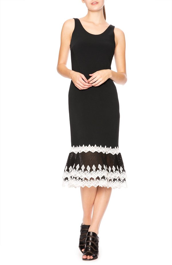 princess polly baby blue dress Elizabeth and James Parker Black Sheer Hem Racer Top Mini Dress US2 S main image 0