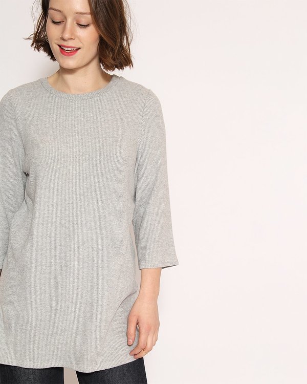 Corinne Nana Side Slit Sweater in Heather Grey Corinne Nana Side Slit Sweater in Heather Grey
