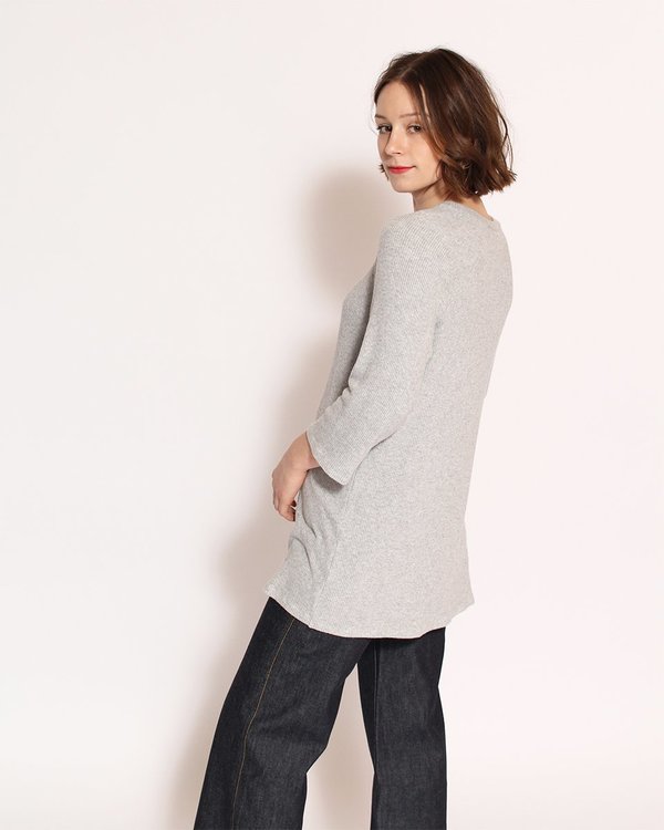 Corinne Nana Side Slit Sweater in Heather Grey Corinne Nana Side Slit Sweater in Heather Grey