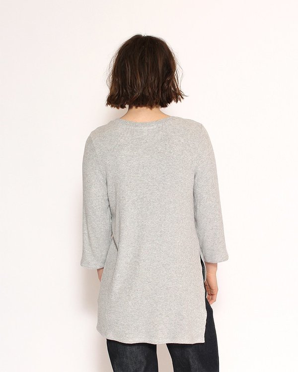 Corinne Nana Side Slit Sweater in Heather Grey Corinne Nana Side Slit Sweater in Heather Grey