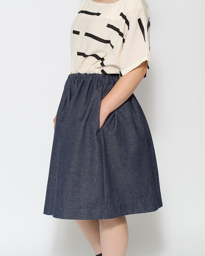 Le Vestiaire de Jeanne Uniform Collection Skirt - Blue Denim
