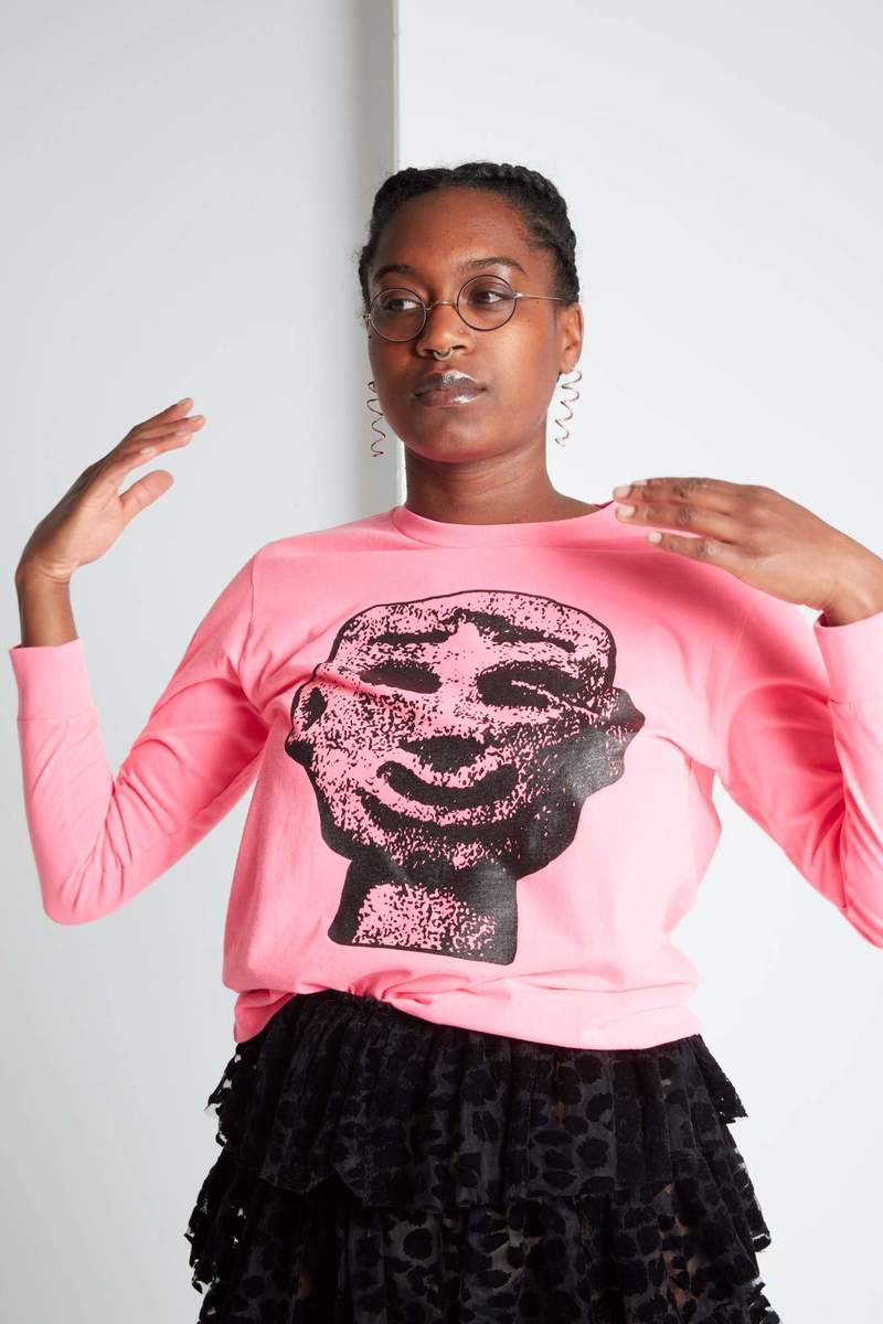 Ashley Williams Stone Head Long Sleeve Tee - Hot Pink | Garmentory