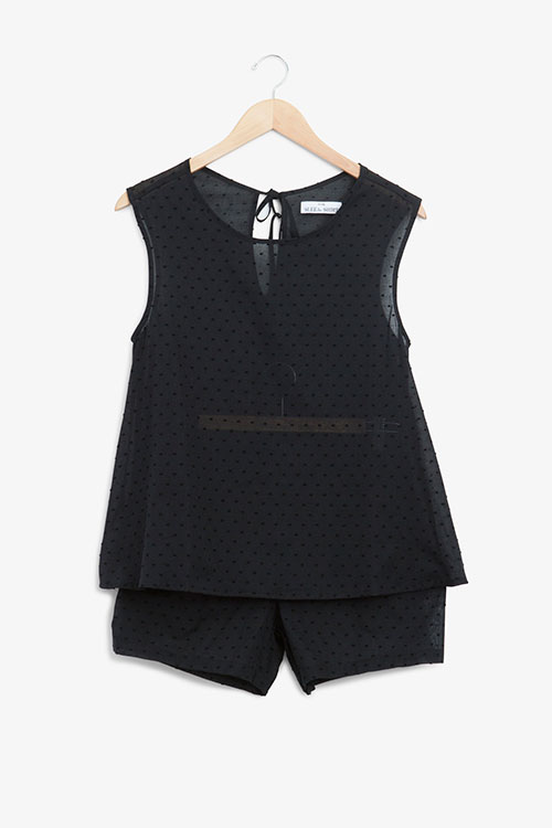 The Sleep Shirt Classic Top and Pleat Short Set Black Swiss Dot The Sleep Shirt Classic Top and Pleat Short Set Black Swiss Dot