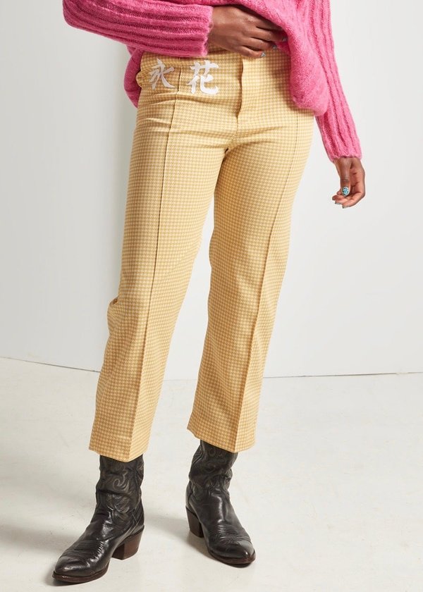 yellow houndstooth pants