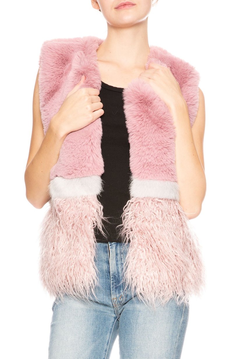 Apparis Kate Faux Shaggy Vest Mauve Garmentory