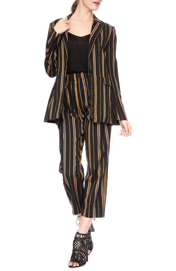 Forte Forte Masai Metallic Stripe Pants - Notte | Garmentory