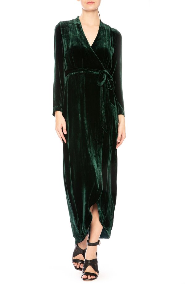 slim fit dress slacks Dark Green Velvet Midi Dress ISLA main image 0