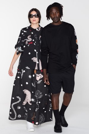 Salasai Creatures Blouse - Black Chain N Hound Print Salasai Creatures Blouse - Black Chain N Hound Print
