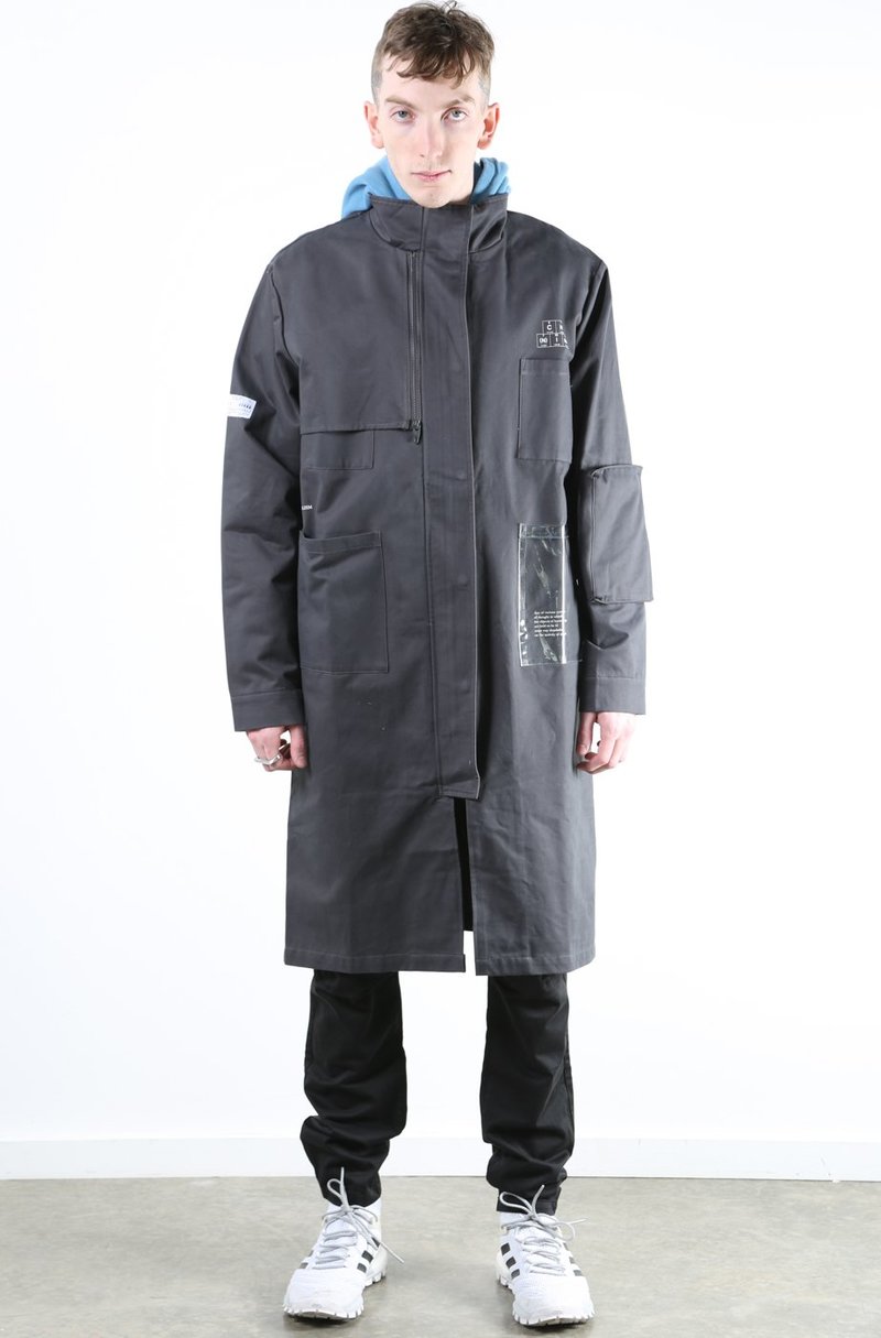 C2H4 X NUMBER (N)INE Guitar Wind Coat - Grey/Blue | Garmentory