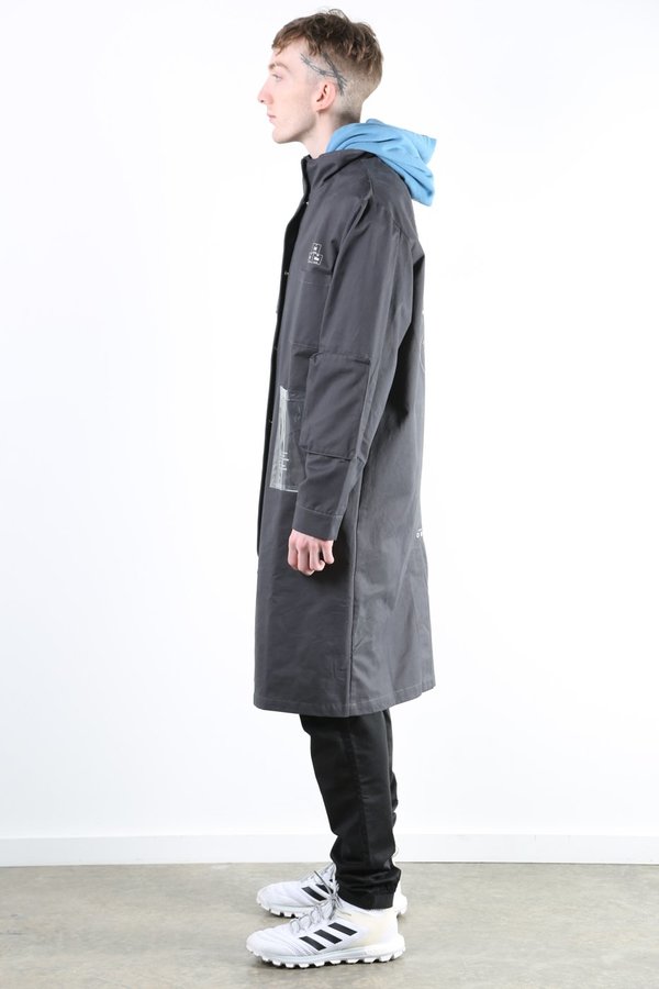 C2H4 X NUMBER (N)INE Guitar Wind Coat - Grey/Blue | Garmentory