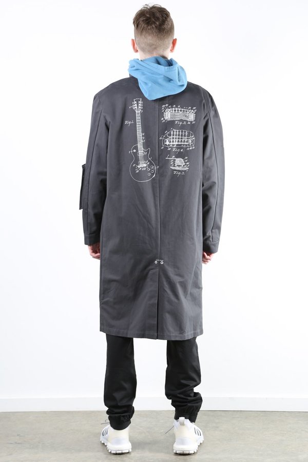 C2H4 X NUMBER (N)INE Guitar Wind Coat - Grey/Blue | Garmentory