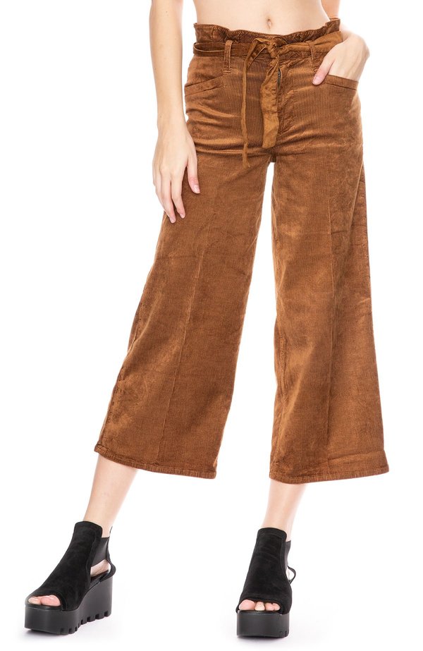 Paige Sutton Cropped Paper Bag Pant Light Chestnut on Garmentory