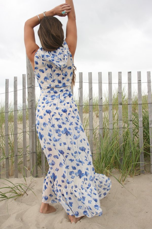 MISA Thesa Dress - White/Blue Floral | Garmentory