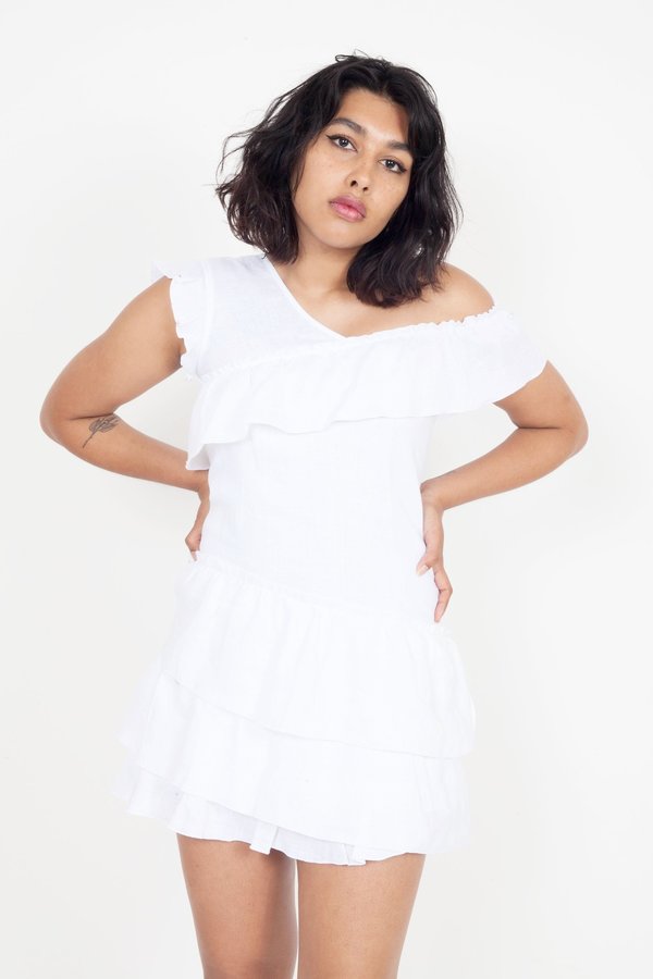 SIR the Label Ines Ruffled Mini Dress - White | Garmentory