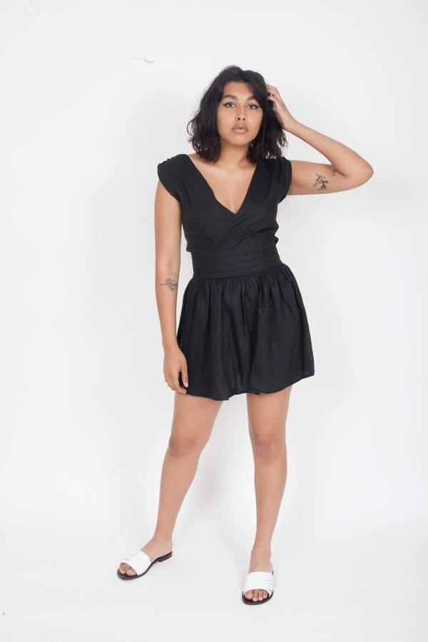 sir the label black mini dress Alizee Structured Mini Dress | Black Recycled Suiting main image 0