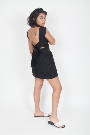 SIR the Label Patti Linen Mini Dress - Black