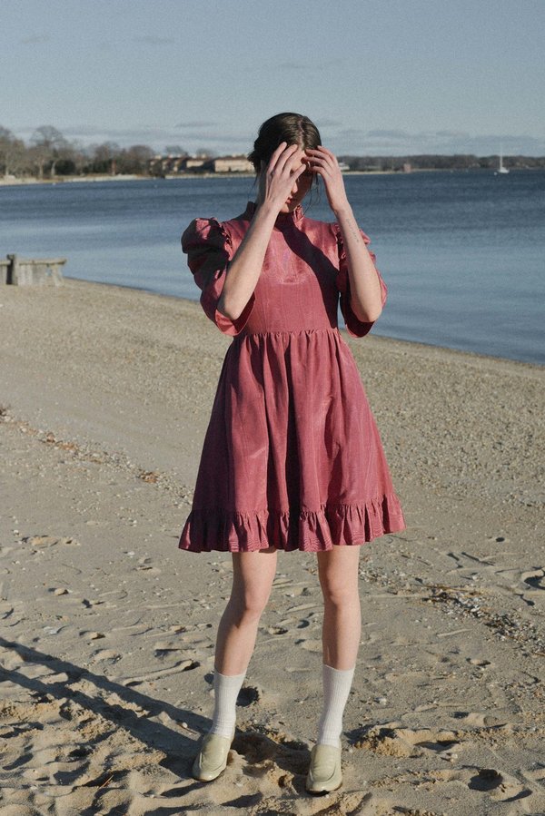 prairie dress short White Ruffle Puff Sleeve Short Prairie Dress Aquarius Brand