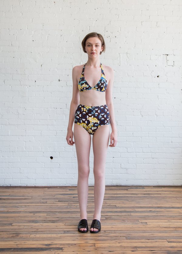 Laura Urbinati High Waist Two Piece Halter Swim - Caffe/Blue/Garofano