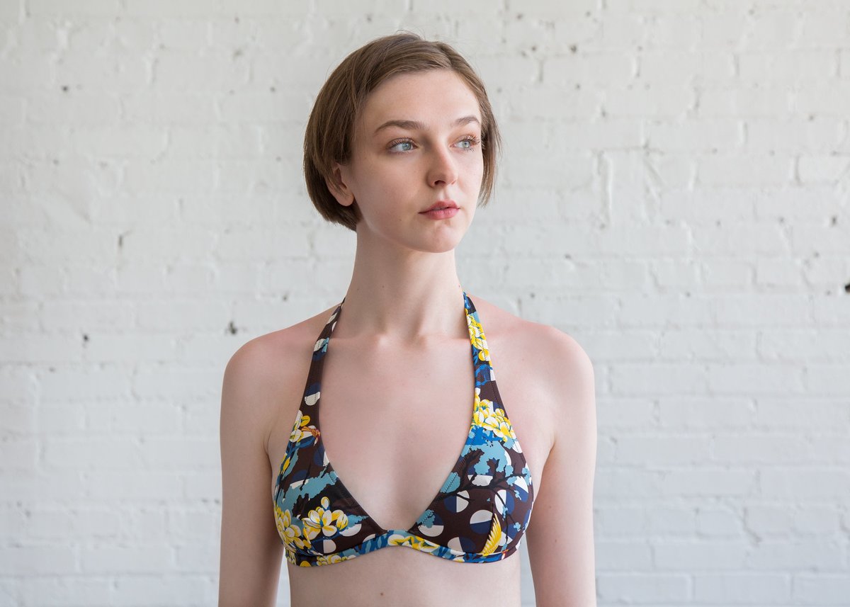 Laura Urbinati High Waist Two Piece Halter Swim - Caffe/Blue/Garofano - Image 2 of 8