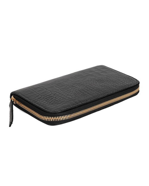 Clare V. Zip Wallet in Black Alligator Embossed Leather Clare V. Zip Wallet in Black Alligator Embossed Leather