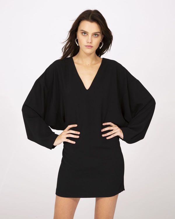 knee length dresses for ladies IRO Moseny Long Sleeve Mini Dress in Black Multi Silk – Order Of Style main image 0