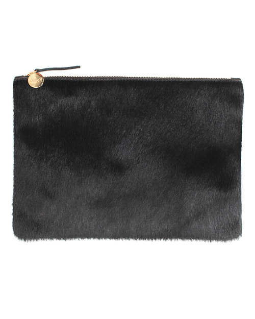 Clare V. Flat Clutch In Black Calf Hair Clare V. Flat Clutch In Black Calf Hair