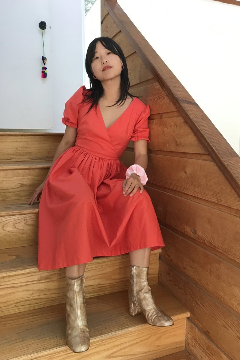 Lisa Says Gah Topanga Midi Dress - Tomato Linen | Garmentory