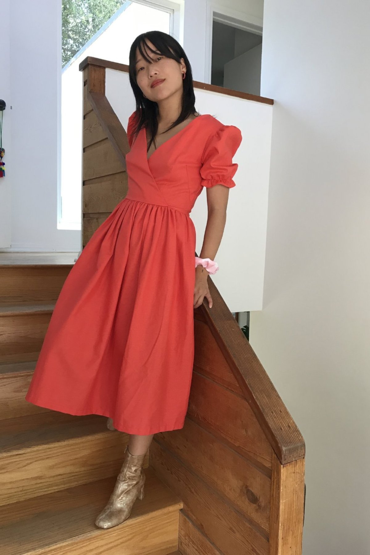 topanga's bridesmaid dresses Lisa Says Gah Topanga Midi Dress - Tomato Linen Size:Age 12 Satin Silhouette Nickie Amsale Women's Sequined Floral