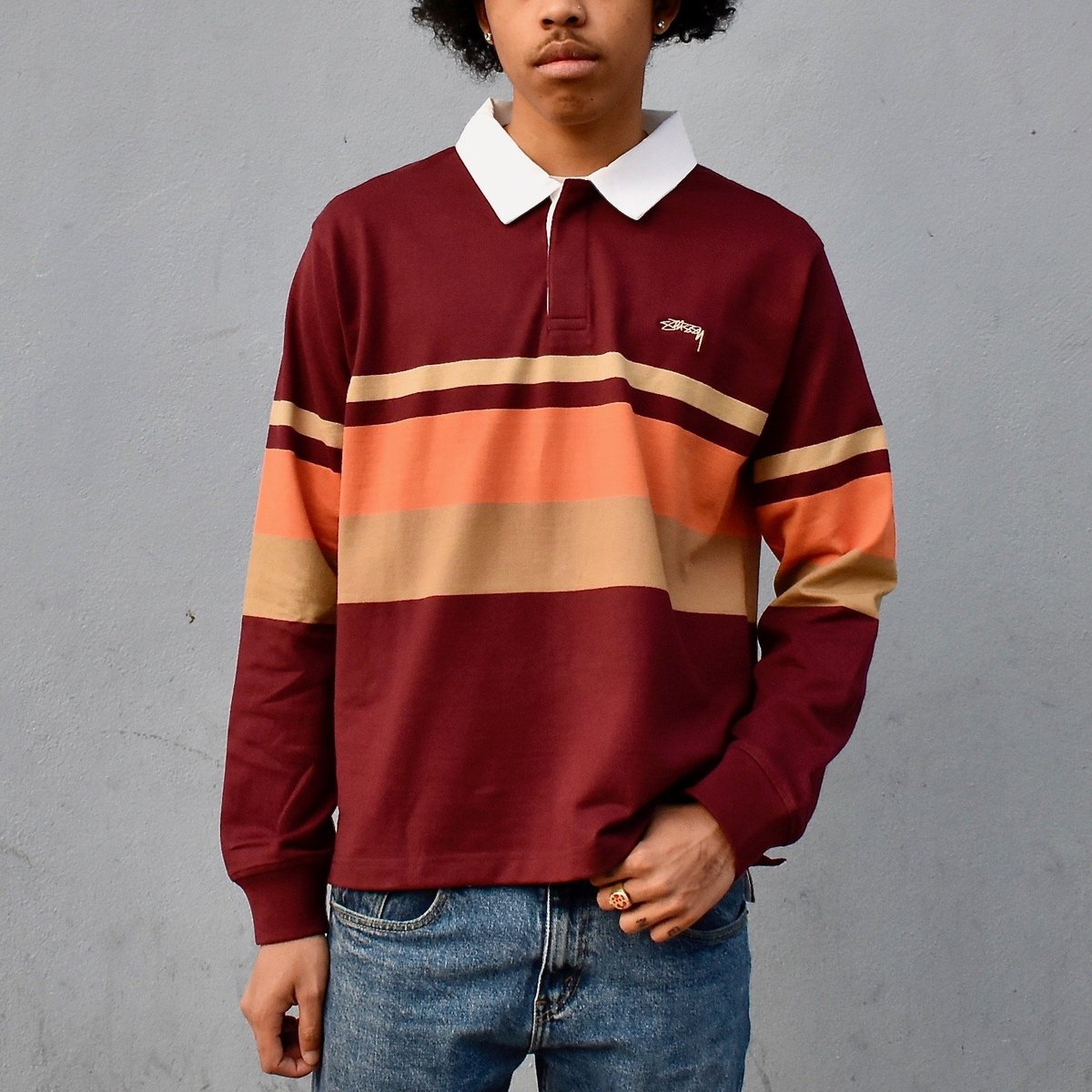 Stussy Lucas Stripe Long Sleeve Rugby Shirt | Garmentory