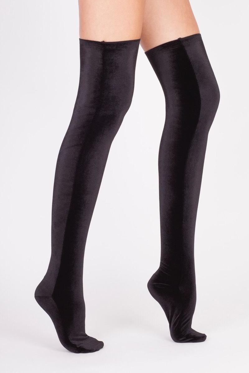 Velvet Socks by Simone Wild Velvet Overknee Socks - Black