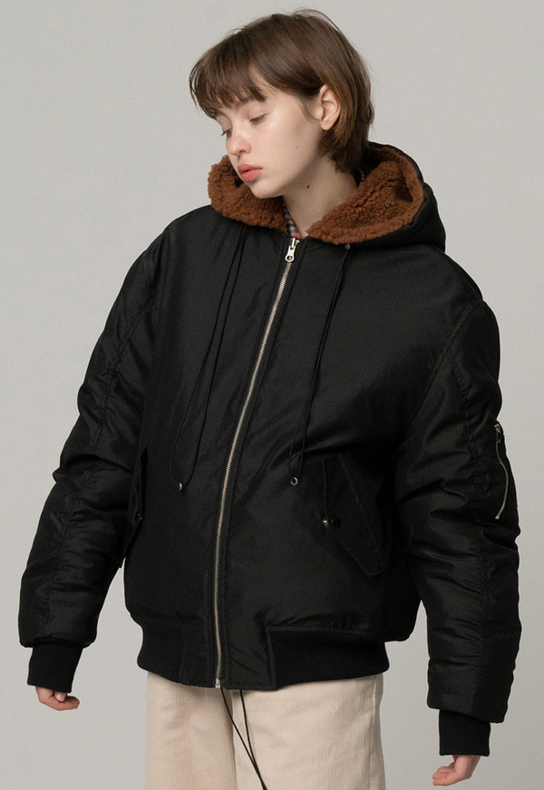 Fur Rockets ROCKET X LUNCH REVERSIBLE Eco Sheep fur Bomber JACKET - BLACK/BROWN ...