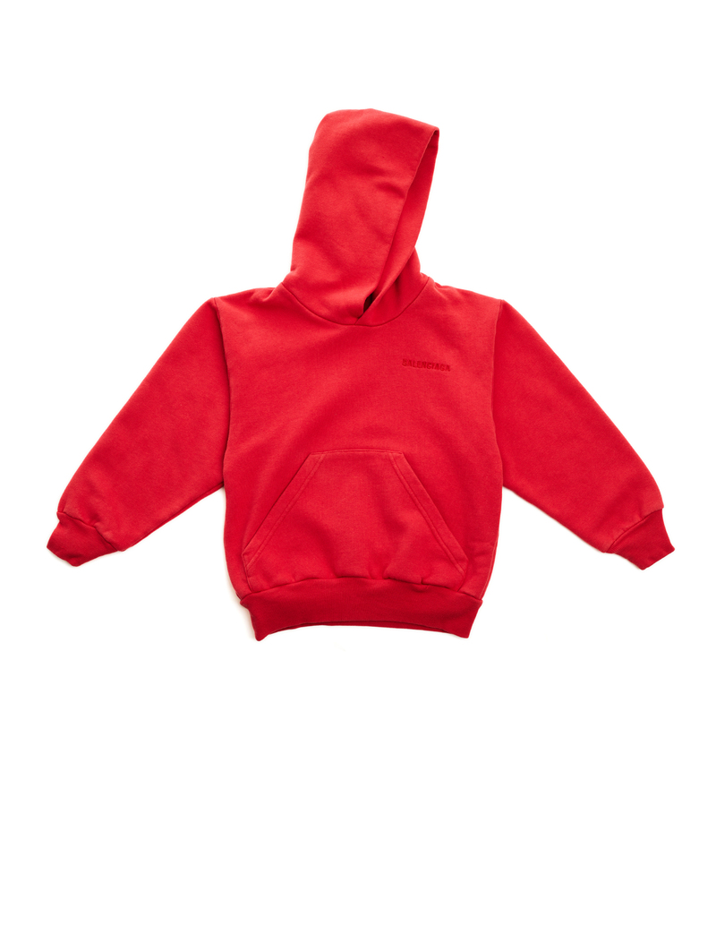 Kids Balenciaga Cotton Embroidered Hoodie - Red | Garmentory
