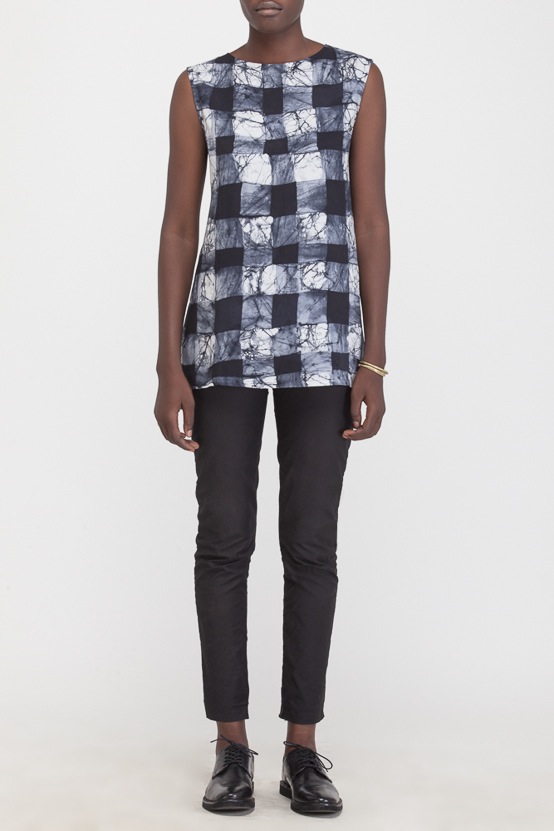 Osei-Duro Taifa Split Top in B&W Gingham Osei-Duro Taifa Split Top in B&W Gingham