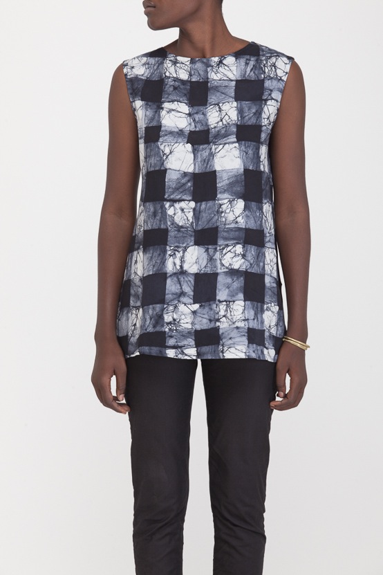 Osei-Duro Taifa Split Top in B&W Gingham Osei-Duro Taifa Split Top in B&W Gingham