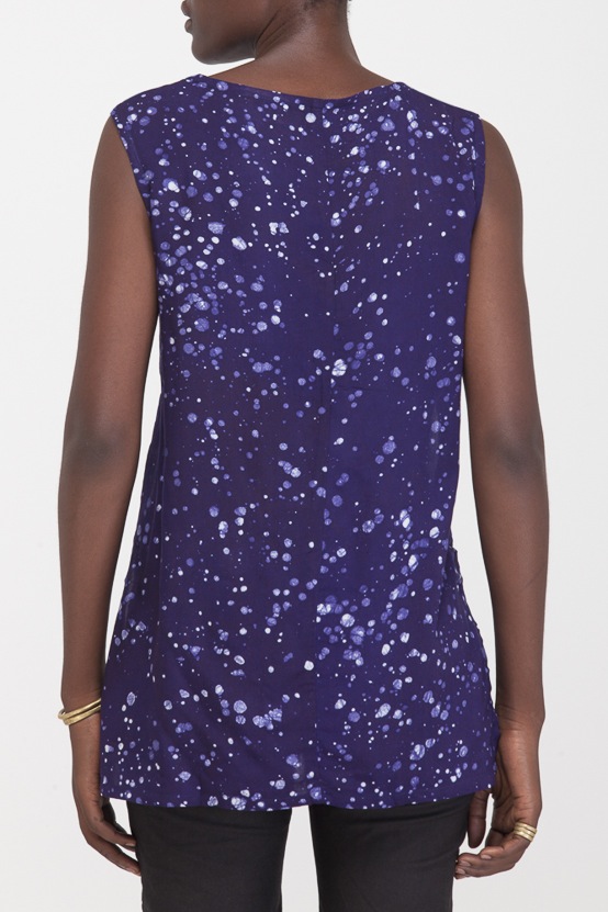 Osei-Duro Taifa Split Top in Navy Splatter Osei-Duro Taifa Split Top in Navy Splatter