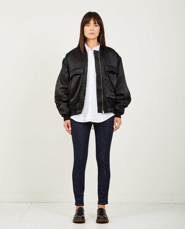KATHARINE HAMNETT RENE SILK SATIN JACKET - BLACK | Garmentory