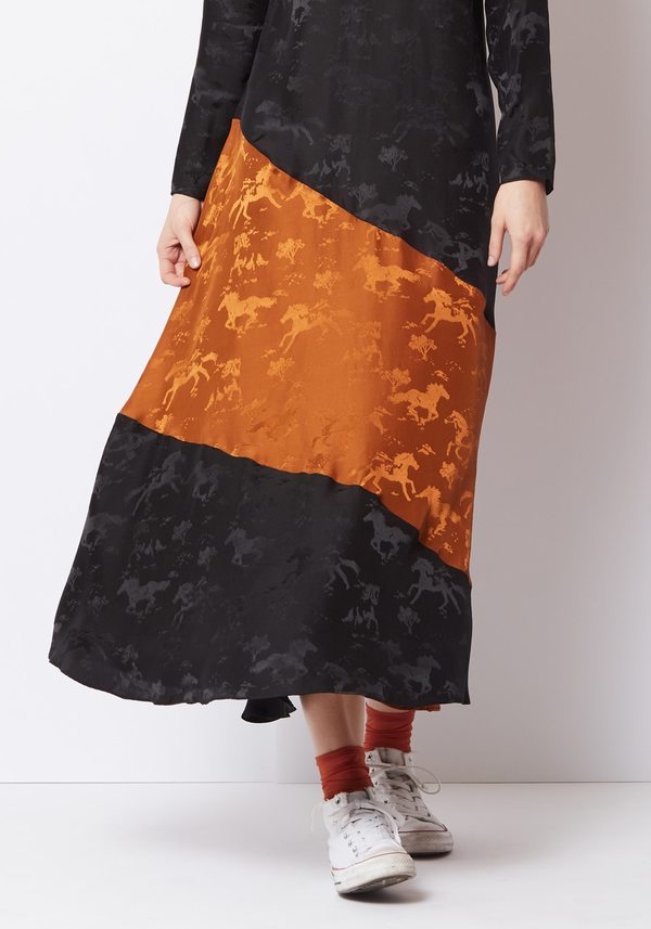 Ganni Silk Jacquard Horses Maxi Dress | Garmentory
