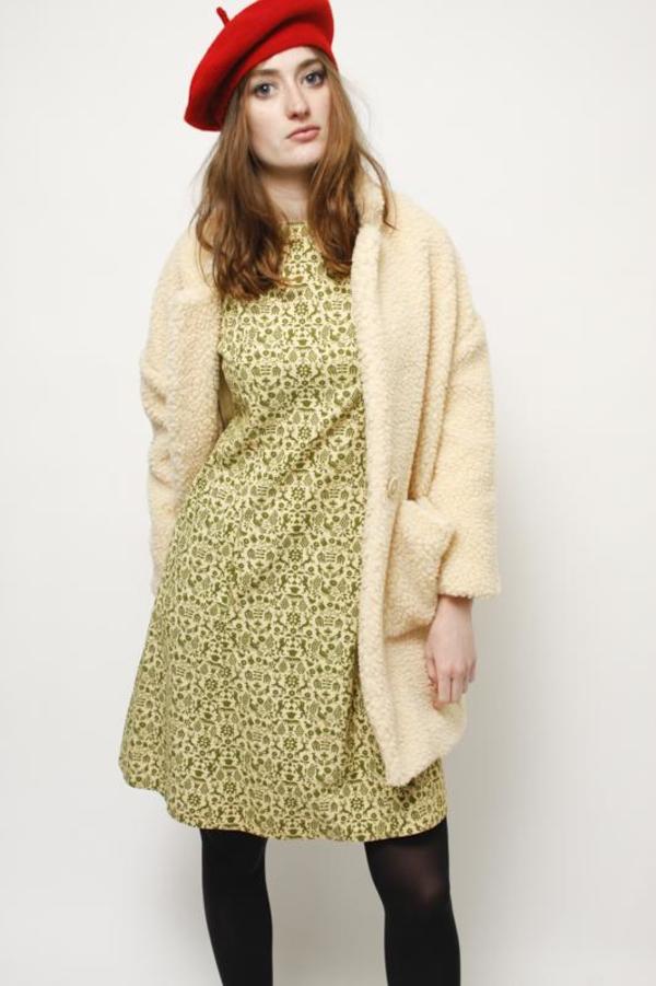 Vintage COUNTRY FLORAL DRESS - GREEN/CREAM | Garmentory