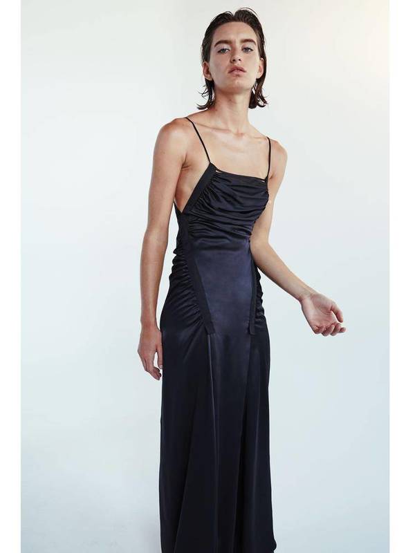 cowl neck maxi dress satin Serenity PETRA IVORY COWL-NECK SILK SATIN MAXI DRESS FULLY LINED