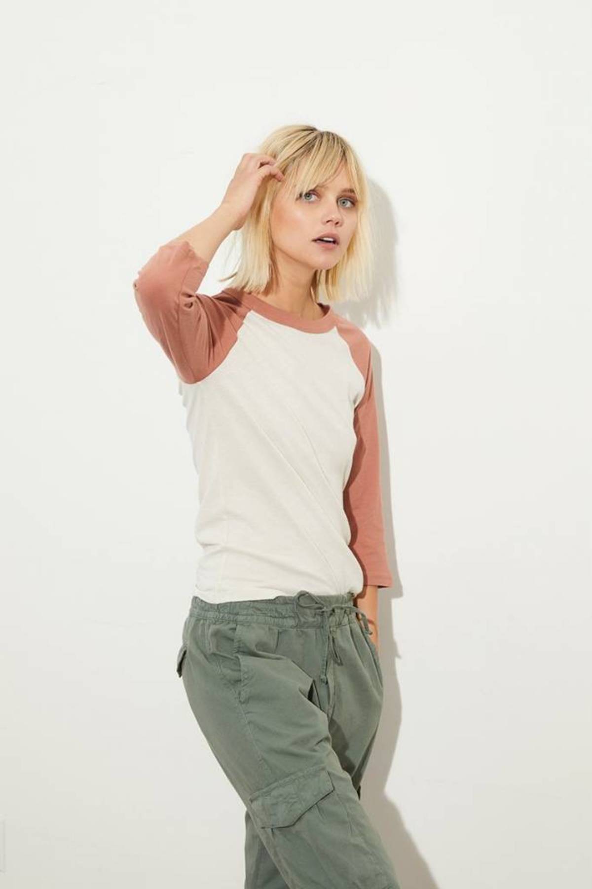 NSF Elodie Piece Dye LS Tee - White/Pumpkin - Image 3 of 4