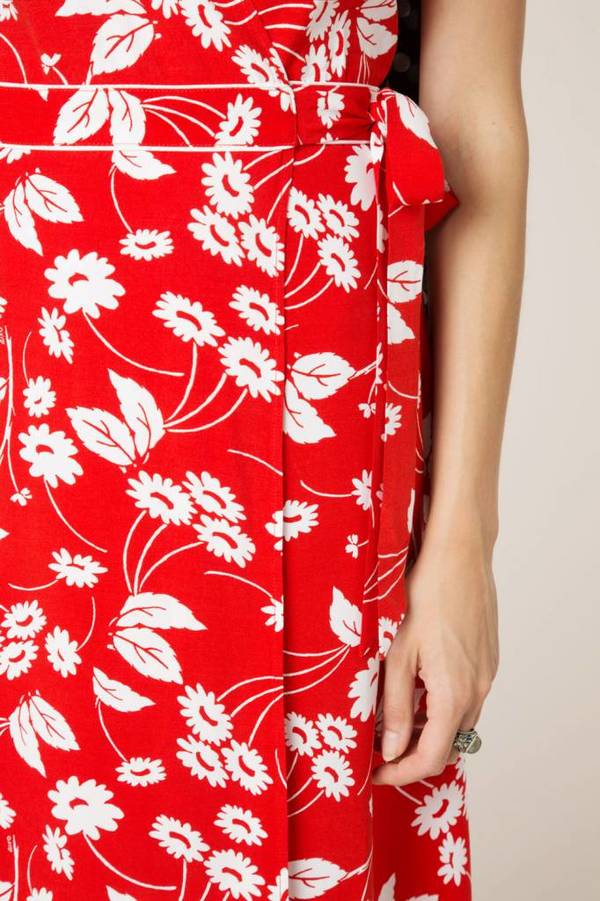 RIXO LONDON RIXO Shauna Wrap Dress - Daisy Red | Garmentory