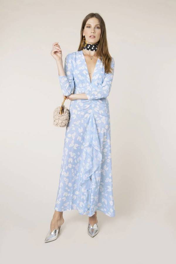 RIXO LONDON RIXO Rose Backless Dress - Daisy Blue | Garmentory