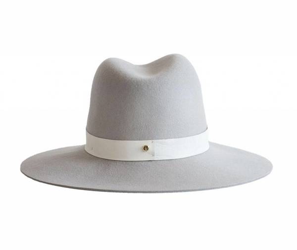 Janessa Leone Henningsen Wool Wide Brim Hat in Silver Sand Gray size Medium Janessa Leone Henningsen Fedora - Silver/Sand | Garmentory main image 3